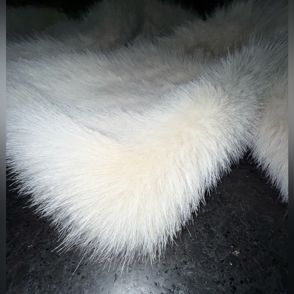 NEW GAP KIDS Faux-Fur Coat NATURAL IVORY BEIGE OVERSIZED COLLAR OPEN FRONT SZ M - Picture 7 of 12